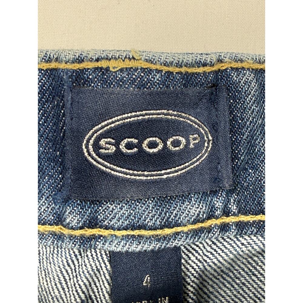 NWT Scoop Women’s Blue Rhinestone Wide Leg Jeans high waist 100% cotton Sz 4 - Picture 2 of 11